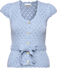 "Cotton Lace Knit Designers Knitwear Cardigans Blue Ganni"
