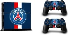 PS4 skin til konsol og to controllere. Paris Saint-Germain.
