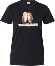 iriedaily Damen T-Shirt Heart Owl Baumwoll-Shirt Fair Wear 162D500-700 Schwarz