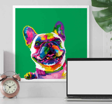 Canvas schilderij honden Franse bulldog regenboog