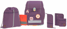 LÄSSIG 7-delt Boxy Unique skoletaske-sæt med 7 dele purple