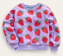 Bedrucktes Sweatshirt mit lockerer Passform Mädchen Boden, Parma-Violett Erdbeeren