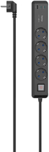 HAMA Power Strip 4-Way USB-C/A 65W PD 1.4m Black/Grey