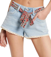 Superdry Lace Hot Short Damen Jeans-Hose mit Bindegürtel 68138064 Blau