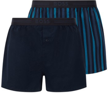 BOSS 2P Woven Boxer Shorts With Fly Blå/Lila bomull Large Herre
