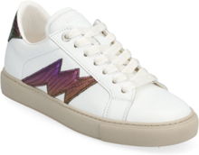 La Flash Metal Embossed Iguana Designers Flats Laced Shoes White Zadig & Voltaire