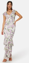 Goddiva Floral Ruffle Hem Maxi Dress Multi XL (UK16)