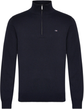 Clay Cotton Half-Zip Sweater Tops Knitwear Half Zip Jumpers Navy Lexington Clothing