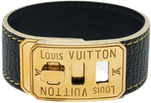 Louis Vuitton Vintage Black Leather Turn Lock Wrap Armbånd 17