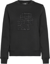 "Boucle Profile Sweatshirt Designers Sweatshirts & Hoodies Sweatshirts Black Karl Lagerfeld"