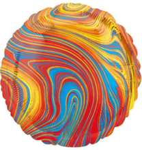 Rød, blå og Gullfarget Marble Folieballong 43 cm
