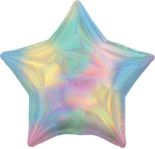 Iriserende Pastellregnbuefarget Stjernefolieballong 48 cm