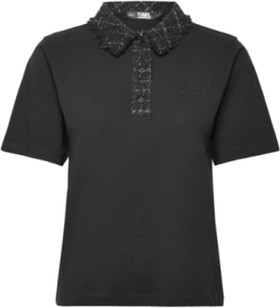 Boucle Polo T-Shirt Designers T-shirts & Tops Polos Black Karl Lagerfeld