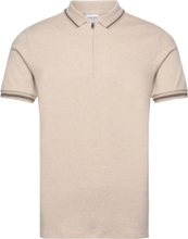 Slhslim-Toulouse Detail Ss Polo Noos Tops Polos Short-sleeved Beige Selected Homme