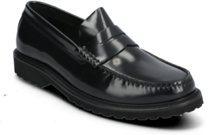 Penny Loafer - Black Polido Leather Loafers Flade Sko Black Garment Project