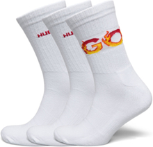 3P Qs Rib Flames Cc Designers Socks Regular Socks White HUGO