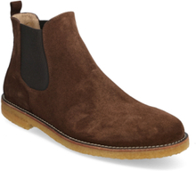 Booties - Flat - With Elastic Stövletter Chelsea Boot Brown ANGULUS