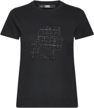 "Boucle Profile T-Shirt Designers T-shirts & Tops Short-sleeved Black Karl Lagerfeld"