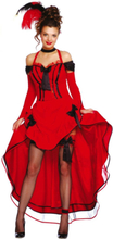 Rød Burlesque Kostymekjole til Dame