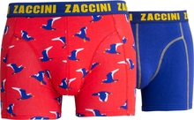 Zaccini boxershorts 2-pack blauw rood met vogel print