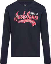 "Jjelogo Tee Ls O-Neck 2 Col Ss24 Mni Tops T-shirts Long-sleeved T-Skjorte Navy Jack & J S"