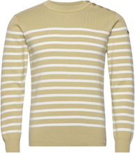 Striped Mariner Sweater "Groix" Tops Knitwear Round Necks Khaki Green Armor Lux