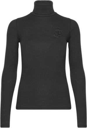 Crest Ribbed Turtleneck Tops Knitwear Turtleneck Black Polo Ralph Lauren