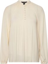 Pleated Georgette Blouse Tops Blouses Long-sleeved Cream Lauren Ralph Lauren