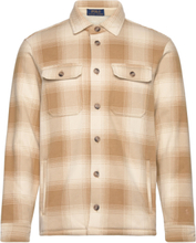 "Plaid Fleece Shirt Jacket Tops Overshirts Beige Polo Ralph Lauren"