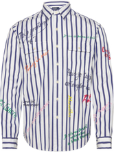 "Classic Fit Striped Poplin Workshirt Tops Shirts Casual Blue Polo Ralph Lauren"