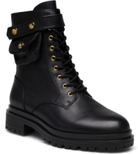 Cammie Burnished Leather Boot Shoes Boots Ankle Boots Laced Boots Black Lauren Ralph Lauren