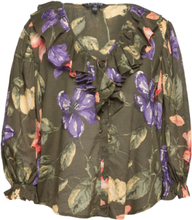 Floral Cotton Voile Blouse Tops Blouses Long-sleeved Multi/patterned Lauren Ralph Lauren