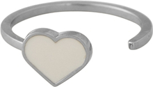 Design Letters Enamel Heart Ring Silver Nude