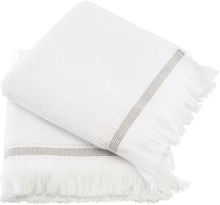 Håndklæde, 50x100 cm, Hvid med grå striber Meraki