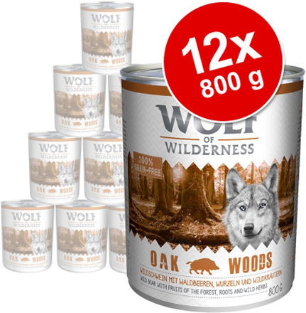 Sparpaket: Wolf of Wilderness Adult 12 x 800 g - Oak Woods - Wildschwein