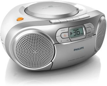 Philips: Boombox CD/FM-radio/Kassett Silver-grå