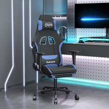 vidaXL Gamingstol med fotstöd och massage svart och blå tyg