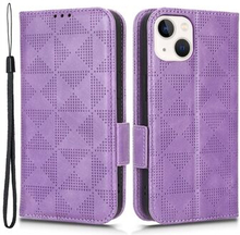 Til iPhone 14 Plus Scratch trekantet mønster påtrykt etui, Stand Design Book Style PU-læder telefonc
