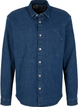 Tom Tailor Herren Denim Langarm-Hemd klassisches Herren Hemd aus recyceltem Material 57507945 Blau