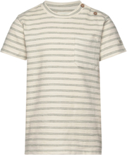 T-Shirt Ss Stripes Tops T-Kortærmet Skjorte Beige En Fant