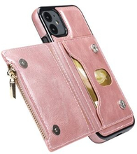 All-round Beskyttet Anti-ridse Stativ Design Telefon Bagside Shell Case med lynlås lomme til iPhone