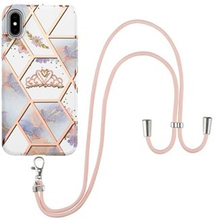 Electroplating IMD IML Marble Flower Pattern Case Shoulder Strap Design Soft TPU Shockproof Phone Sh