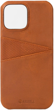 Krusell: Leather CardCover iPhone 13 Cognac
