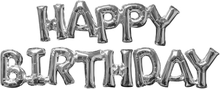 Bokstavballonger Happy Birthday Silver