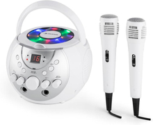 SingSing portabel Karaoke-Anläggning LED Batteridrift 2 x Mikrofoner vit