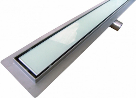 Afløbsrende i rustfri stål med hvidt glas 60 cm