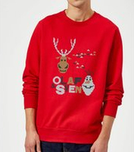 Disney Frozen Christmas Olaf And Snowmens Red Christmas Jumper - L