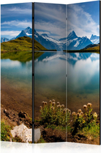 Skærmvæg - Lake with mountain reflection, Switzerland 135 x 172 cm