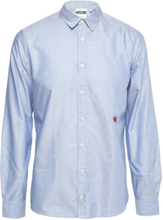 Moschino Couture lyseblå bomull Oxford Heart Applique skjorte