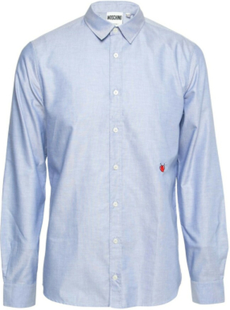 Moschino Couture lyseblå bomull Oxford Heart Applique skjorte